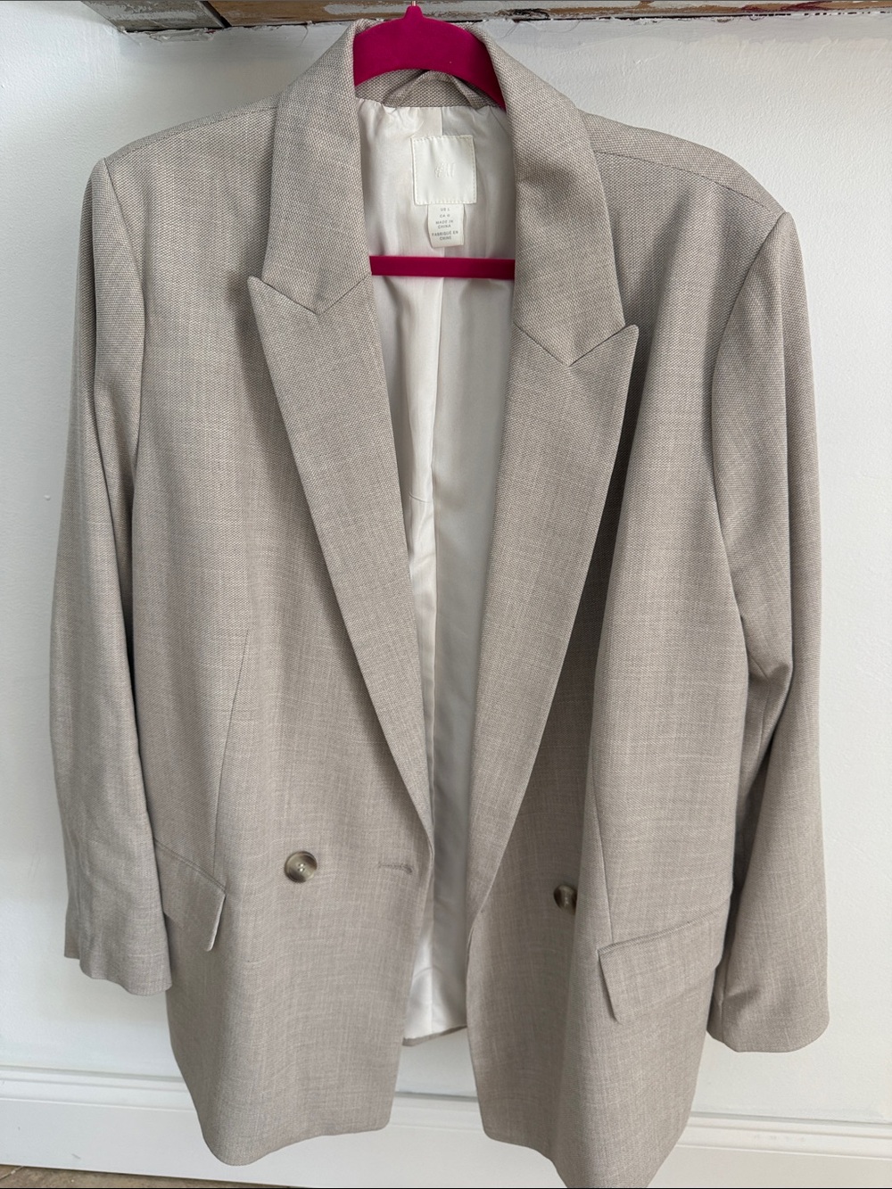 H&M Beige Double-Breasted Blazer